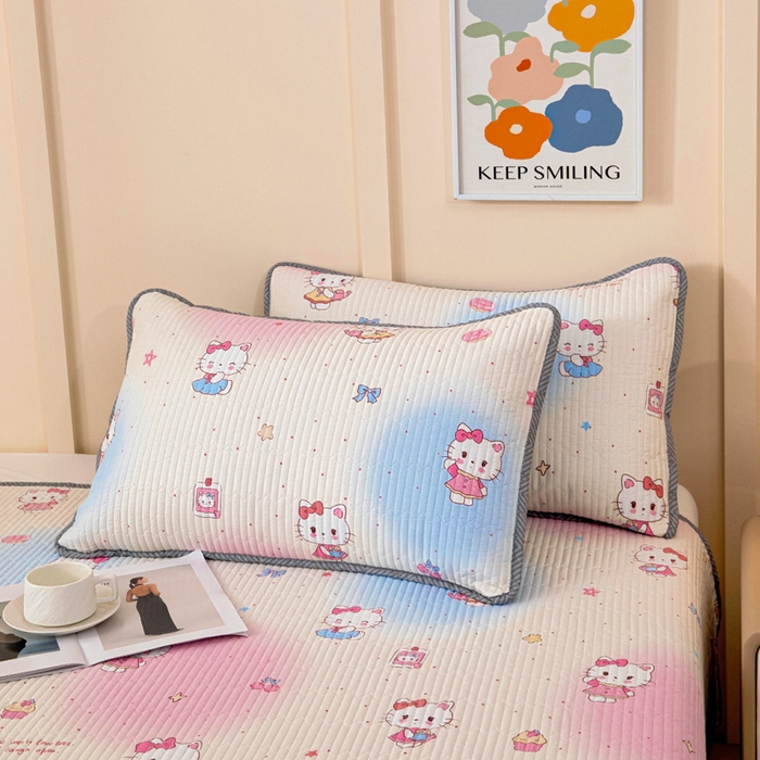 91家纺网 家纺一手货源 找家纺 情煊家纺 2025新款双面全棉夹棉枕套 甜喵