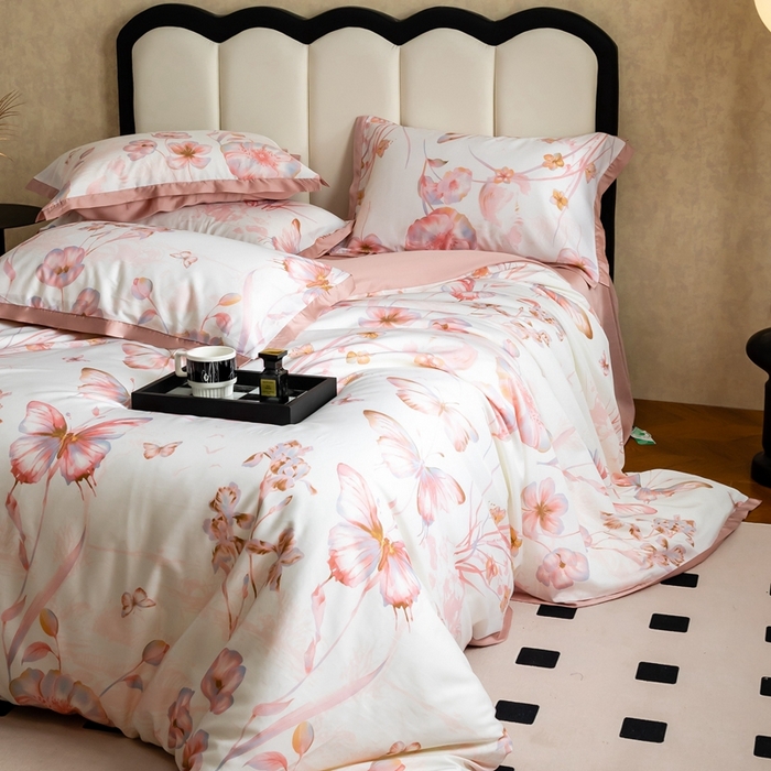 91家纺网 家纺一手货源 找家纺 金奇达2025新款【曼妙庄园】-轻氧水光天丝棉四件套（标准号全网控价（折后券后）不低于268） 忆蝶