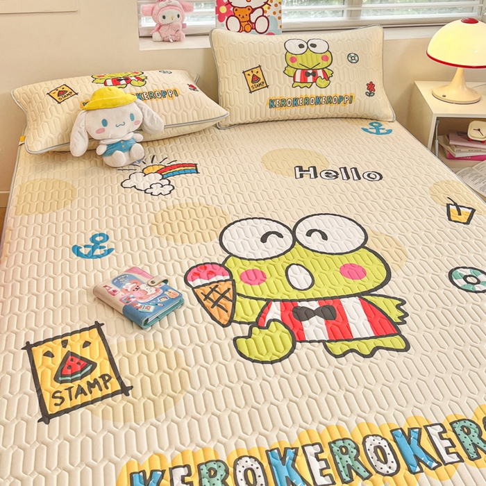 91家纺网 家纺一手货源 找家纺 金爱家 2025新款正版三丽鸥凉感乳胶凉席 夏日大眼蛙