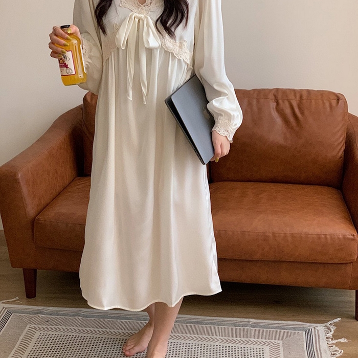 91家纺网 家纺一手货源 找家纺 妍景家居生活馆 2025新款冰丝蝴蝶结裙 白色