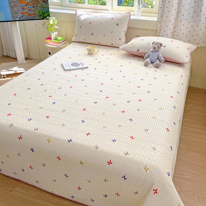 91家纺网 家纺一手货源 找家纺 （总）857家居 2025新款针织双层纱床盖三件套