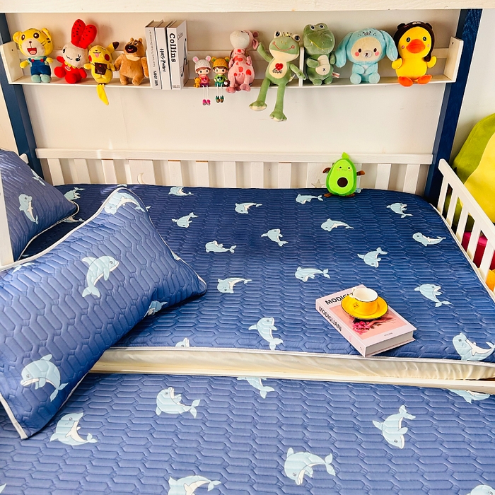 91家纺网 家纺一手货源 找家纺 小虾米 2025乳胶凉席上下床床笠 海豚宝贝