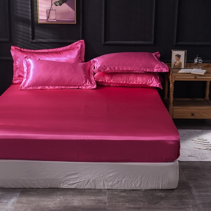 91家纺网 家纺一手货源 找家纺 经年 2025年特价款丝绸水洗冰丝四件套-单床笠 直播爆款 玫红