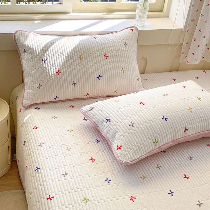 91家纺网 家纺一手货源 找家纺 （总）857家居 2025新款针织双层纱床盖三件套