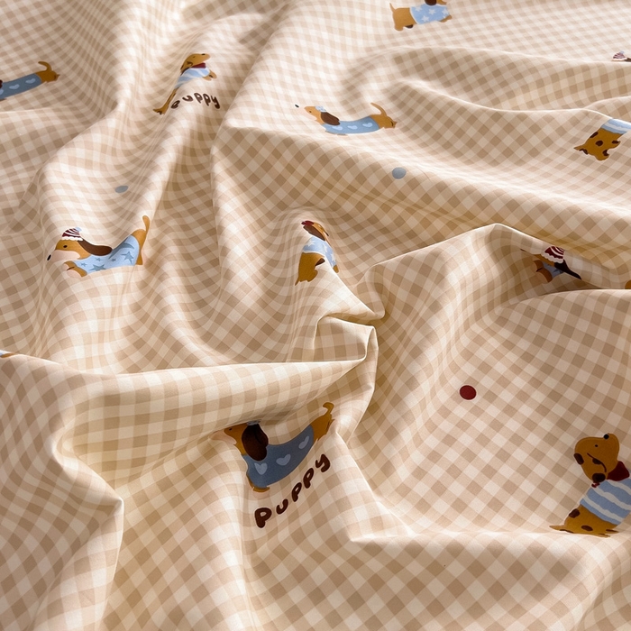 91家纺网 家纺一手货源 找家纺 情煊家纺 2025新款全棉花边款枕套 俏皮狗