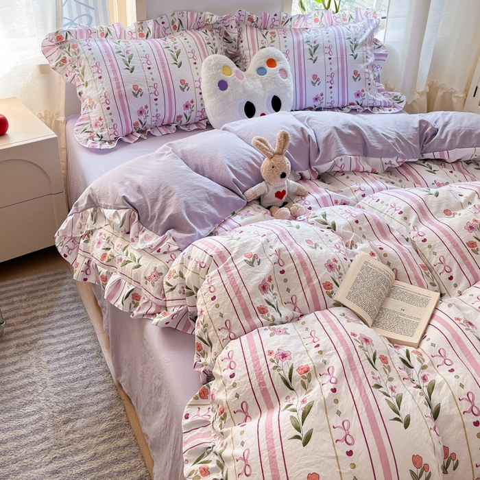 91家纺网 家纺一手货源 找家纺 雨帆家纺2025新款水洗棉印花四件套 繁华似锦