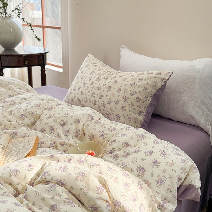 91家纺网 家纺一手货源 找家纺 2025新款全棉有氧双层纱四件套-碎花系列 南风知意