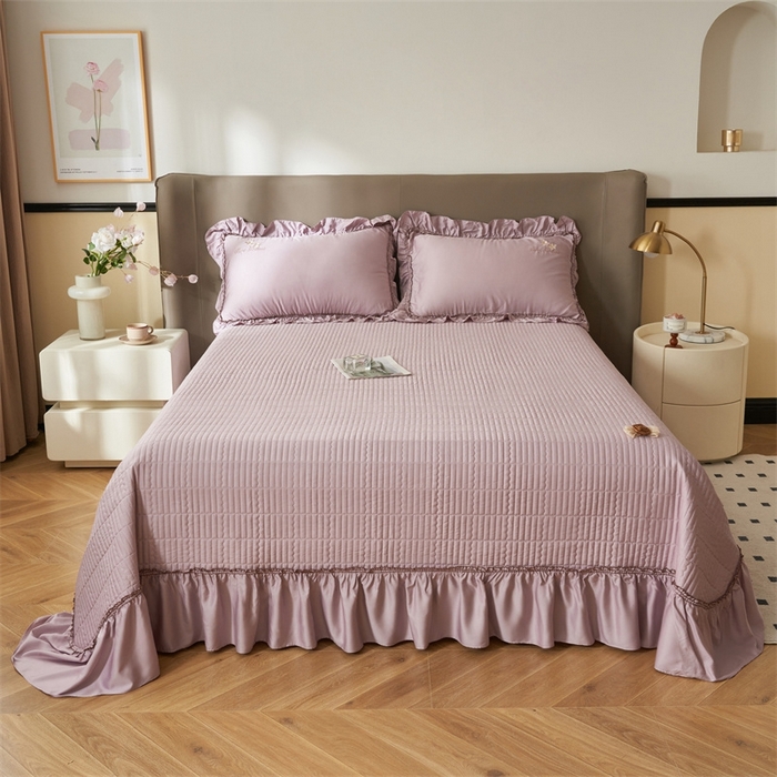 91家纺网 家纺一手货源 找家纺 恒爱家纺  2025新款莫代尔柔情似水多功能夏被床盖四件套			 			 香芋紫