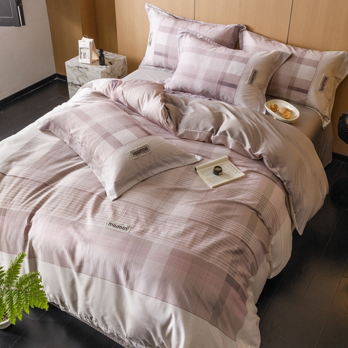 91家纺网 家纺一手货源 找家纺 金奇达2025新款【洛米奥】-轻氧水光天丝棉四件套（标准号全网控价（折后券后）不低于288元） 洛米奥-豆沙