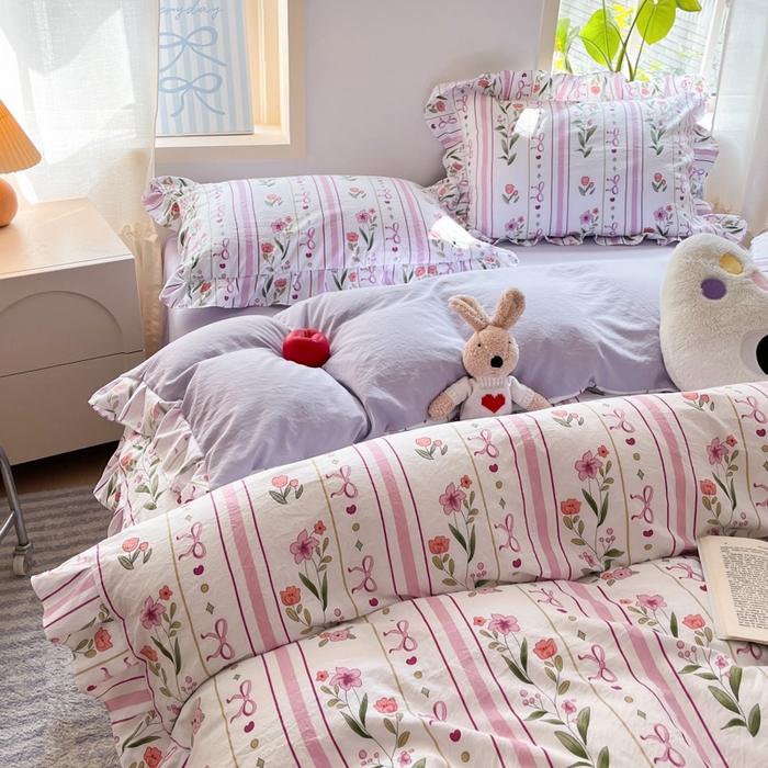 91家纺网 家纺一手货源 找家纺 雨帆家纺2025新款水洗棉印花四件套 繁华似锦