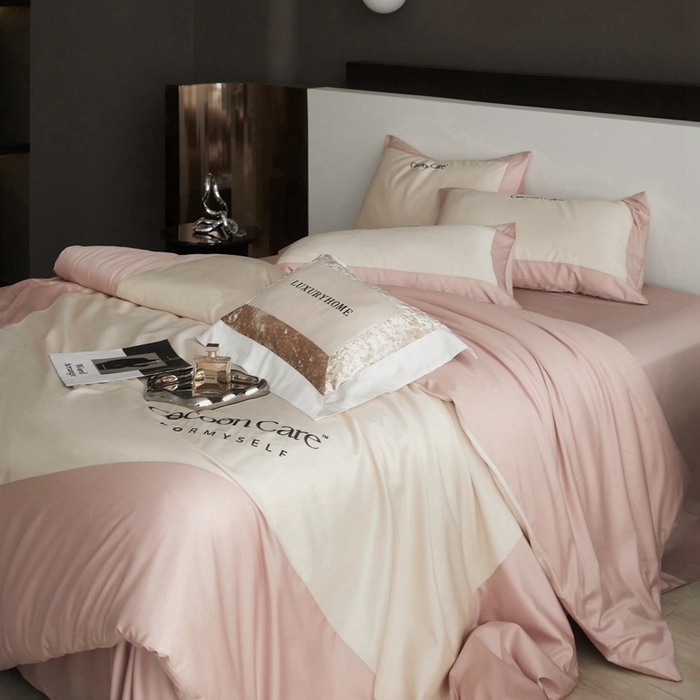 91家纺网 家纺一手货源 找家纺 金奇达2025新款【洛伊】-茧养莱赛尔四件套（标准号全网控价（折后券后）不低于258元） 洛伊-奶昔粉