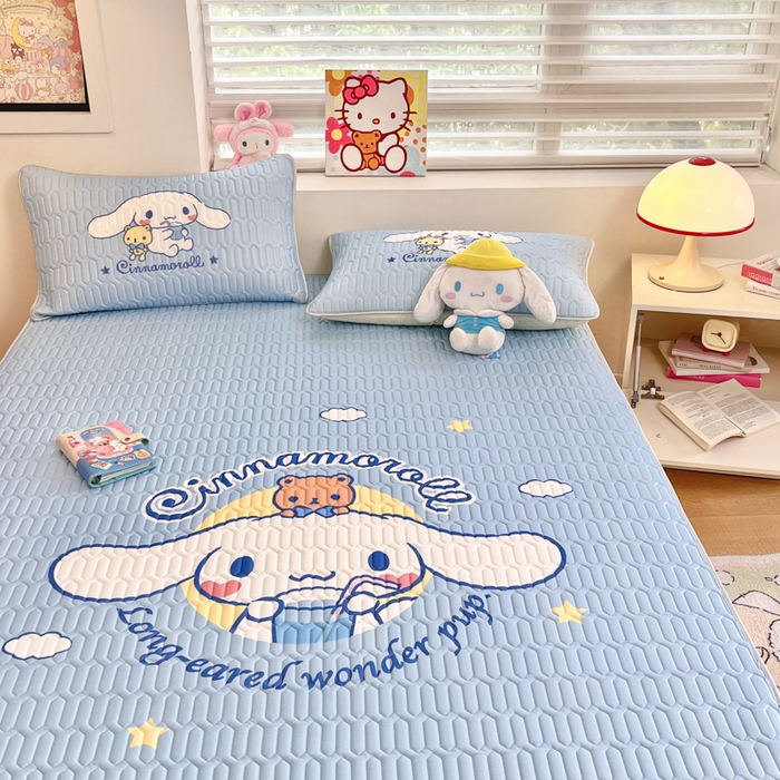 91家纺网 家纺一手货源 找家纺 金爱家 2025新款正版三丽鸥凉感乳胶凉席 汽水玉桂狗