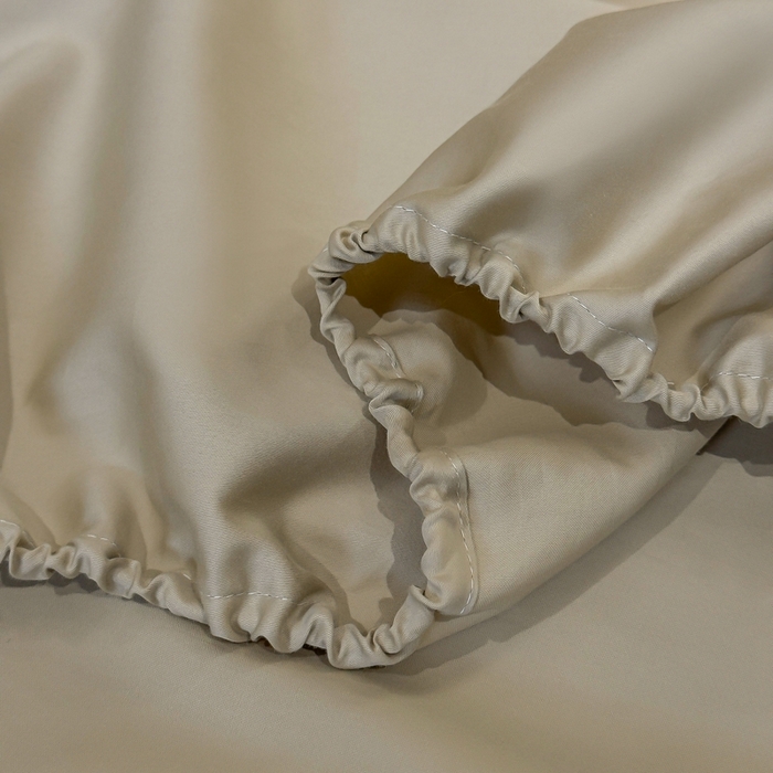 91家纺网 家纺一手货源 找家纺 氧家2025新款60s贡缎长绒棉纯色随心配系列-床笠 香槟金