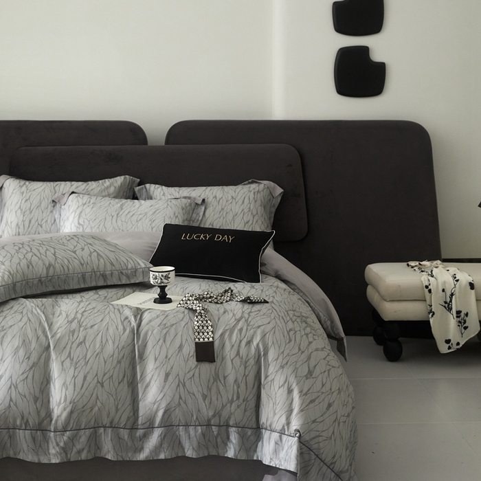 91家纺网 家纺一手货源 找家纺 金奇达2025新款【盛夏流年】-茧养莱赛尔四件套（标准号全网控价（折后券后）不低于258元） 梵高-洛根灰