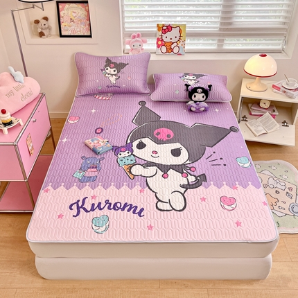 91家纺网 家纺一手货源 找家纺 金爱家 2025新款正版三丽鸥凉感乳胶凉席 冰淇淋库洛米