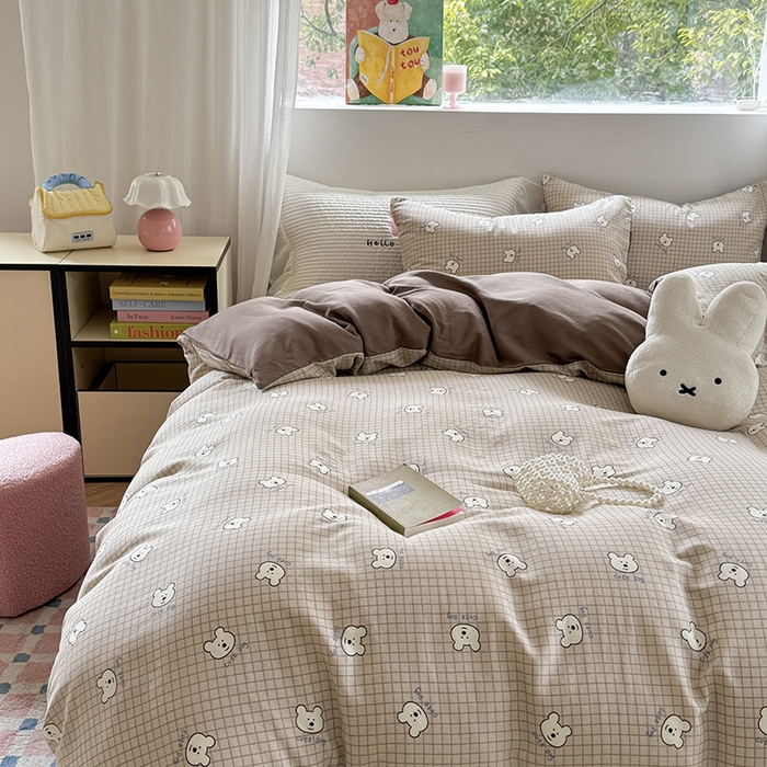 91家纺网 家纺一手货源 找家纺 2025新款全棉有氧双层纱四件套-卡通系列 汪汪格