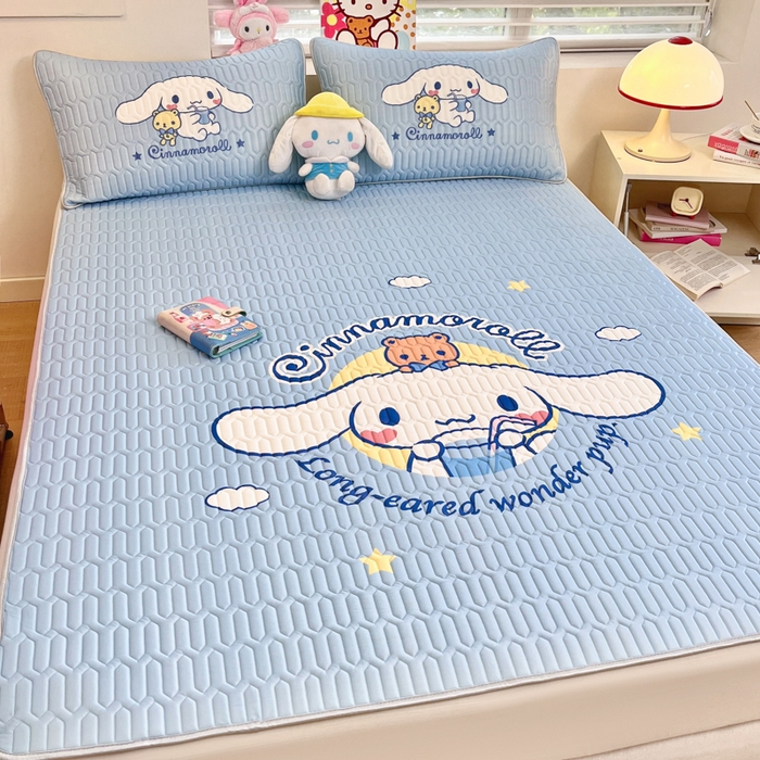 91家纺网 家纺一手货源 找家纺 金爱家 2025新款正版三丽鸥凉感乳胶凉席 汽水玉桂狗