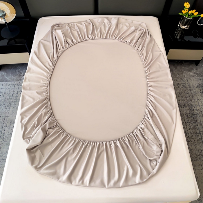 91家纺网 家纺一手货源 找家纺 纽缦家纺 2025新款纯色提花冰丝系列床笠单件-单床笠 奶茶棕