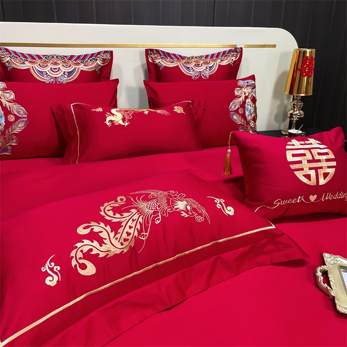 91家纺网 家纺一手货源 找家纺 甜咪咪婚庆 2025新款纯棉全棉面料刺绣结婚 婚庆 四件套 多件套  小红书推荐热款 锦绣