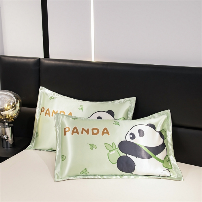 91家纺网 家纺一手货源 找家纺 （总）梦舒羽 2025新款可水洗冰丝卡通枕套宿舍48x74cm单人凉爽枕头套