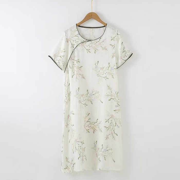 91家纺网 家纺一手货源 找家纺 （总）洛兰沙家居馆【只代发】【只代发】 2025新款国风竹纤维鸟语花香春夏女睡衣大码长袖长裤自带凉感休闲套装