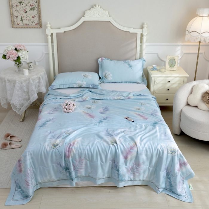 91家纺网 家纺一手货源 找家纺 棉生活家纺 2025新款春夏莫代尔天丝夏被 彩羽