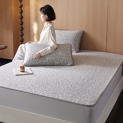 千朵森 2025新款冰岛冰感丝床笠款凉席三件套-风格二 冰岛-山茶灰