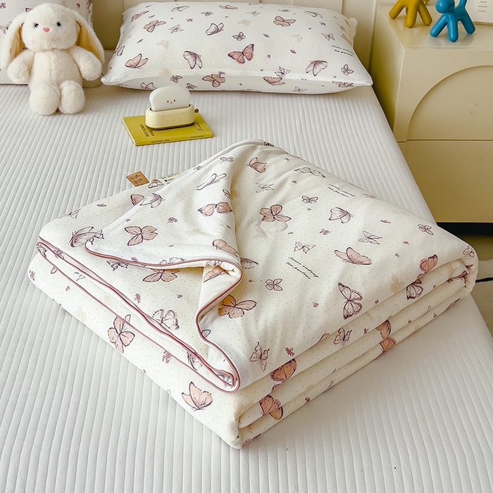 91家纺网 家纺一手货源 找家纺 2025新款A类小清新针织棉夏凉被 小芙贝拉