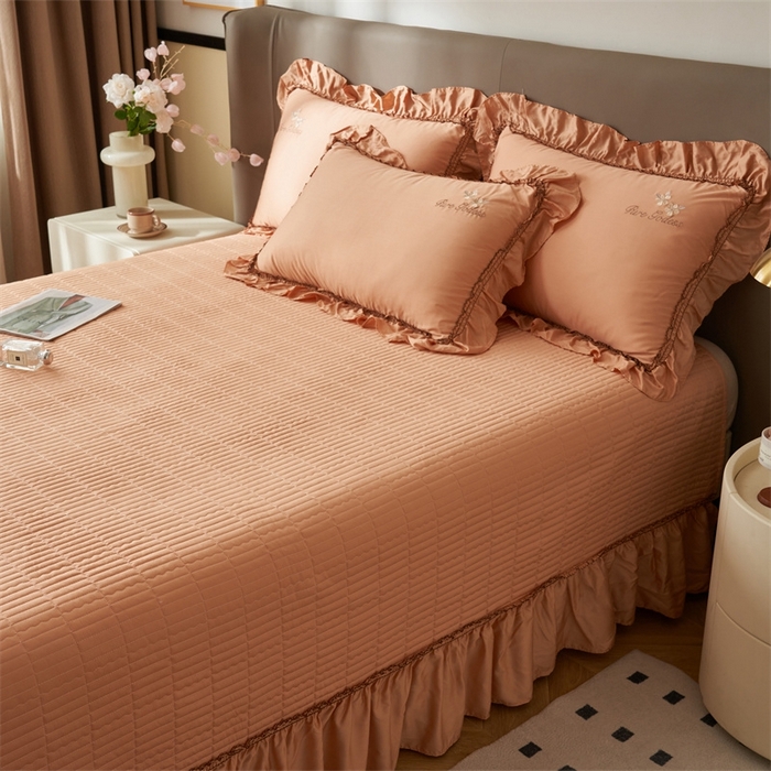 91家纺网 家纺一手货源 找家纺 恒爱家纺  2025新款莫代尔柔情似水多功能夏被床盖四件套			 			 爱玛橙