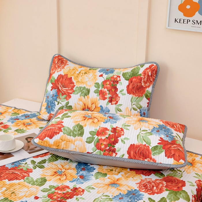 91家纺网 家纺一手货源 找家纺 情煊家纺 2025新款双面全棉夹棉枕套 锦绣年华