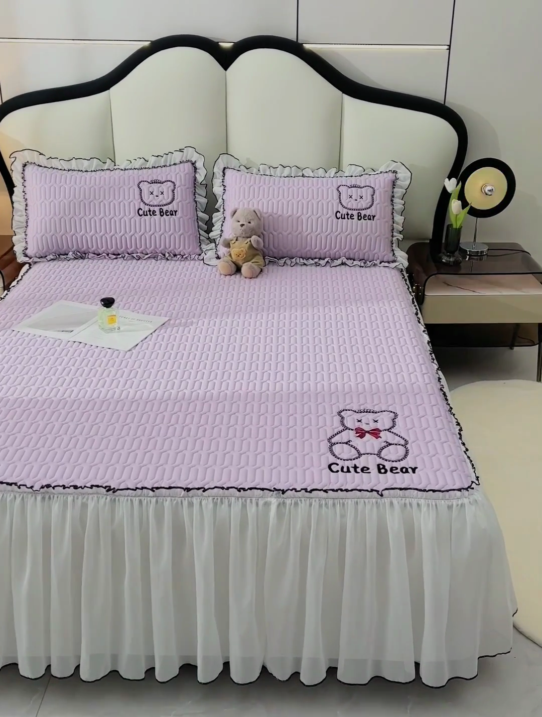 91家纺网 家纺一手货源 找家纺 炫拼家纺 2025新款coco熊床裙款乳胶凉席 coco熊-熏衣紫