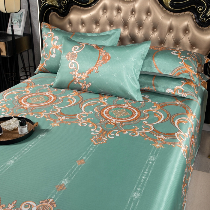 91家纺网 家纺一手货源 找家纺 肖恩毯业 2025新款印花斜纹冰丝席三件套 檐下听雨