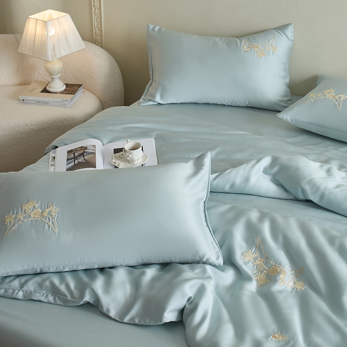 91家纺网 家纺一手货源 找家纺 千朵森 2025新款60s奥地利进口兰精天丝四件套-星慕 星慕-电光蓝