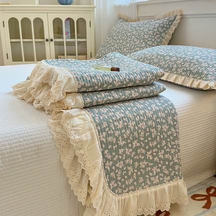 91家纺网 家纺一手货源 找家纺 （总）美优兰 2025全棉法式花边双层纱水洗棉花床盖三件套（提供买家秀）