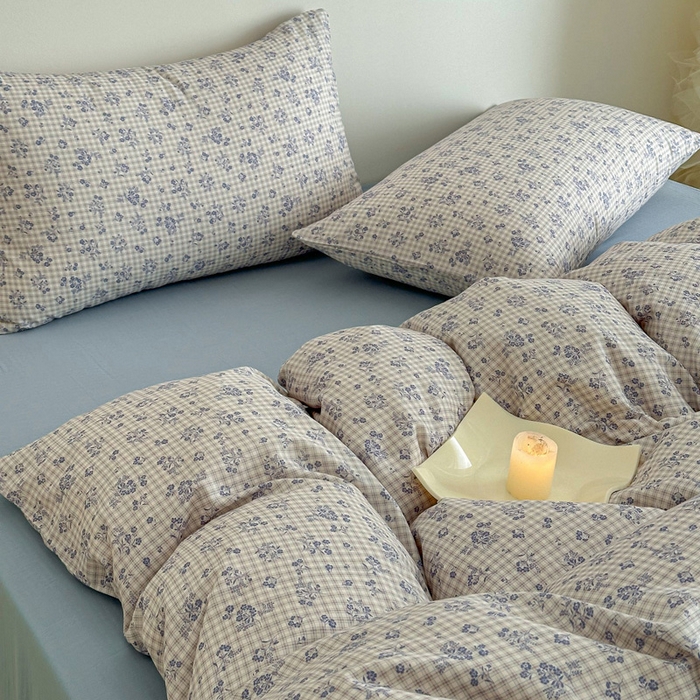 91家纺网 家纺一手货源 找家纺 塞纳 2026新款.全棉有氧双层纱四件套-场景二-倩影-兰