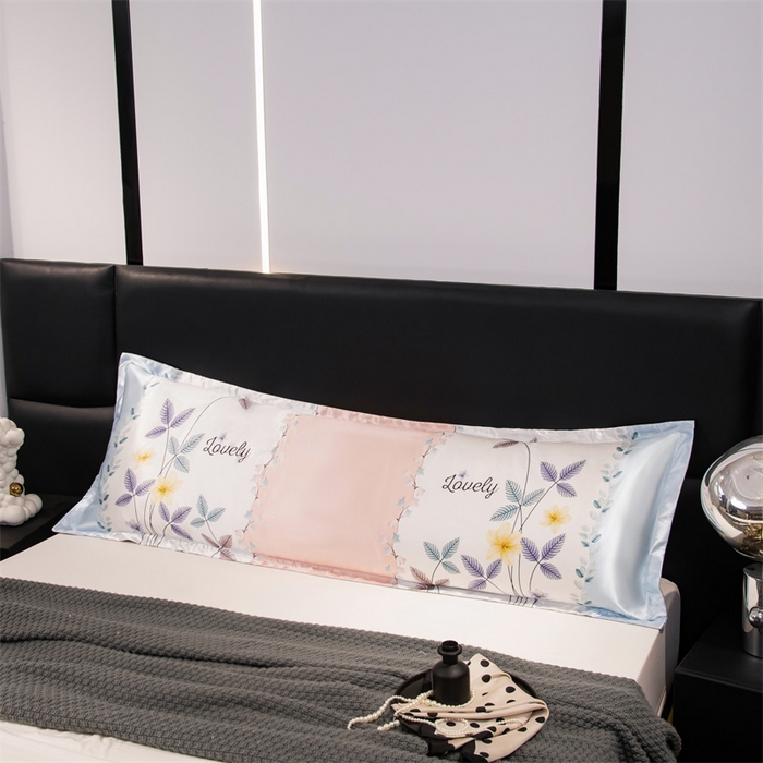 91家纺网 家纺一手货源 找家纺 梦舒羽 2025新款可水洗冰丝双人枕套凉爽情侣枕头套枕芯套 花曳