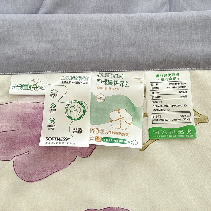 91家纺网 家纺一手货源 找家纺 欧夏家纺 2025新款里外全棉印花夏被100%新疆棉花 郁金香-紫