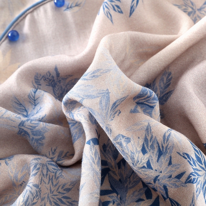 91家纺网 家纺一手货源 找家纺 洛兰沙家居馆【只代发】【只代发】 2025新款国风竹纤维鸟语花香春夏女睡衣大码长袖长裤自带凉感休闲套装 ls1311