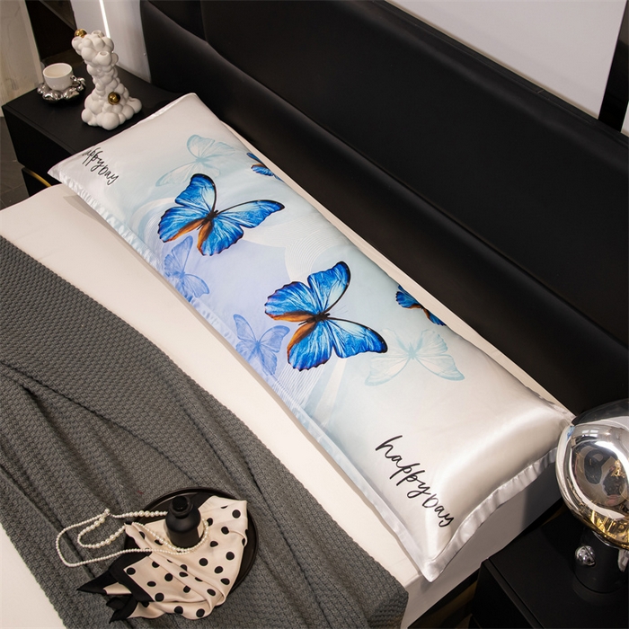 91家纺网 家纺一手货源 找家纺 梦舒羽 2025新款可水洗冰丝双人枕套凉爽情侣枕头套枕芯套 蝴蝶梦