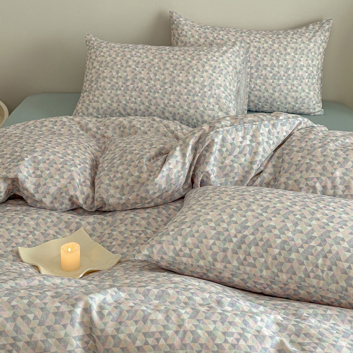 91家纺网 家纺一手货源 找家纺 塞纳 2026新款.全棉有氧双层纱四件套-场景二-赛琳娜-兰