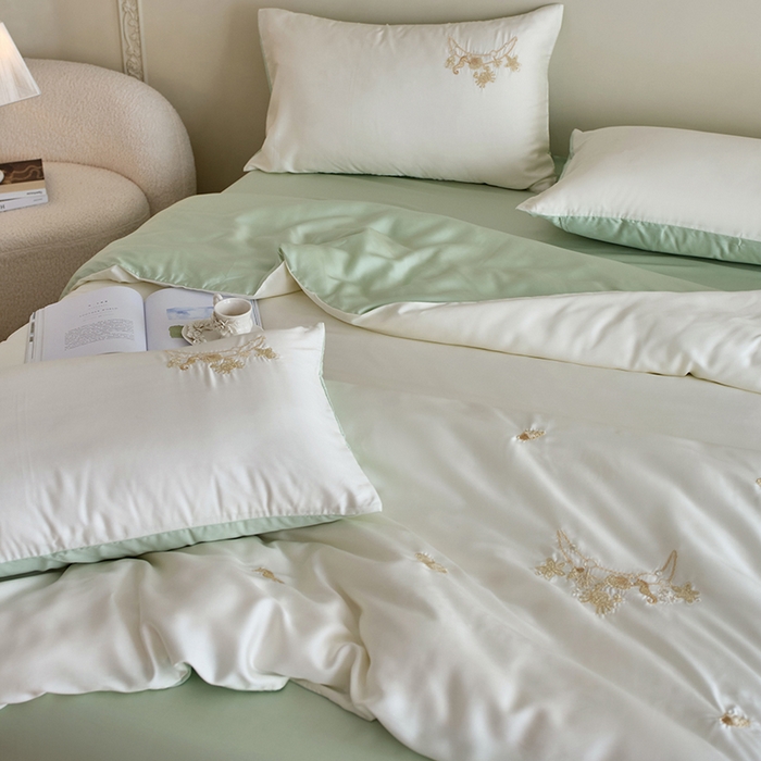 91家纺网 家纺一手货源 找家纺 千朵森 2025新款60s奥地利进口兰精天丝四件套-星慕 星慕-莱茵绿