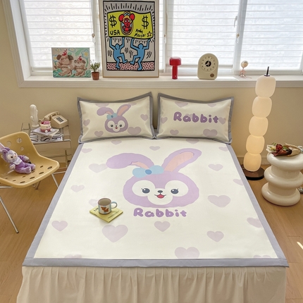 川悦生活 2025新款大版凉感冰丝席三件套 香芋兔兔