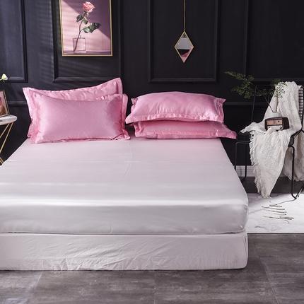 91家纺网 家纺一手货源 找家纺 经年 2025年特价款丝绸水洗冰丝四件套-单床笠 直播爆款 粉色白