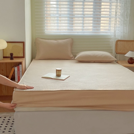 91家纺网 家纺一手货源 找家纺 莱登卡奴 2025新款A类宝宝棉针织棉大豆夹棉床笠 夹棉款-卡其