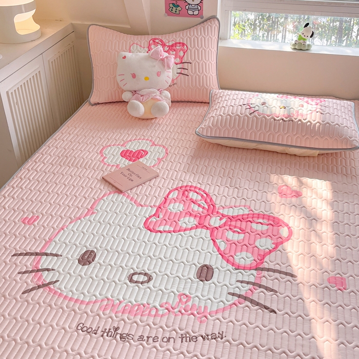 91家纺网 家纺一手货源 找家纺 金爱家 2025新款正版三丽鸥凉感乳胶凉席 粉梦kt