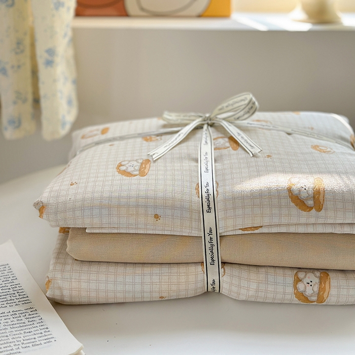 91家纺网 家纺一手货源 找家纺 （总）2025新款全棉有氧双层纱四件套-卡通系列