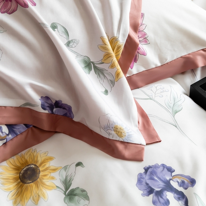 91家纺网 家纺一手货源 找家纺 金奇达2025新款【曼妙庄园】-轻氧水光天丝棉四件套（标准号全网控价（折后券后）不低于268） 知夏粉