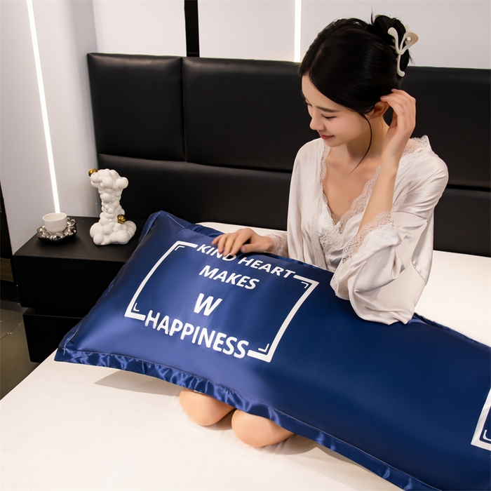 91家纺网 家纺一手货源 找家纺 梦舒羽 2025新款可水洗冰丝双人枕套凉爽情侣枕头套枕芯套 幸福时刻