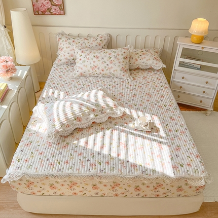 91家纺网 家纺一手货源 找家纺 麒豆豆 2025新款天丝印花床笠 风吟花事