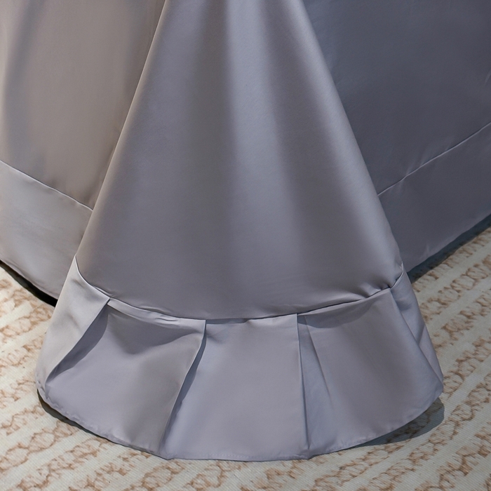 91家纺网 家纺一手货源 找家纺 氧家2025新款60支全棉贡缎纯色四件套 高级灰